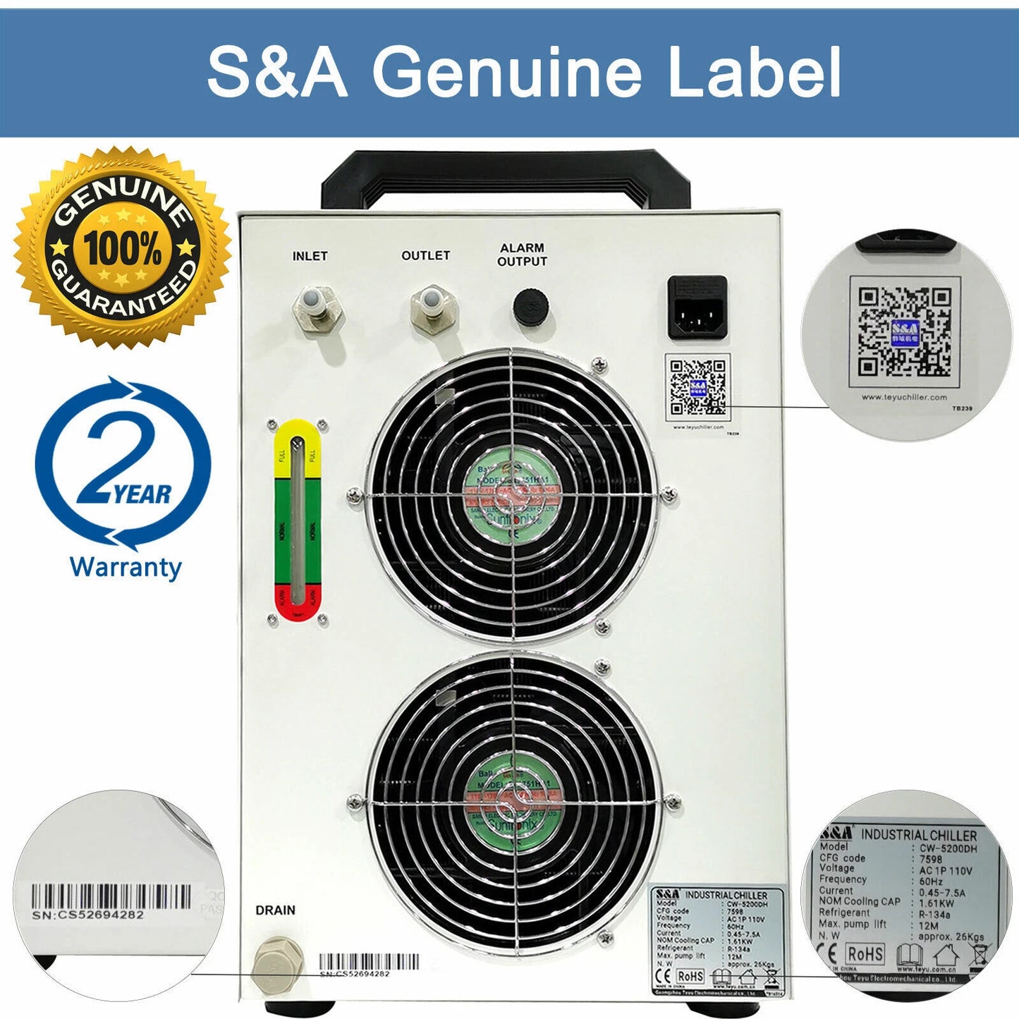 CHILLER Enfriador de agua S&A CW-5200DH
