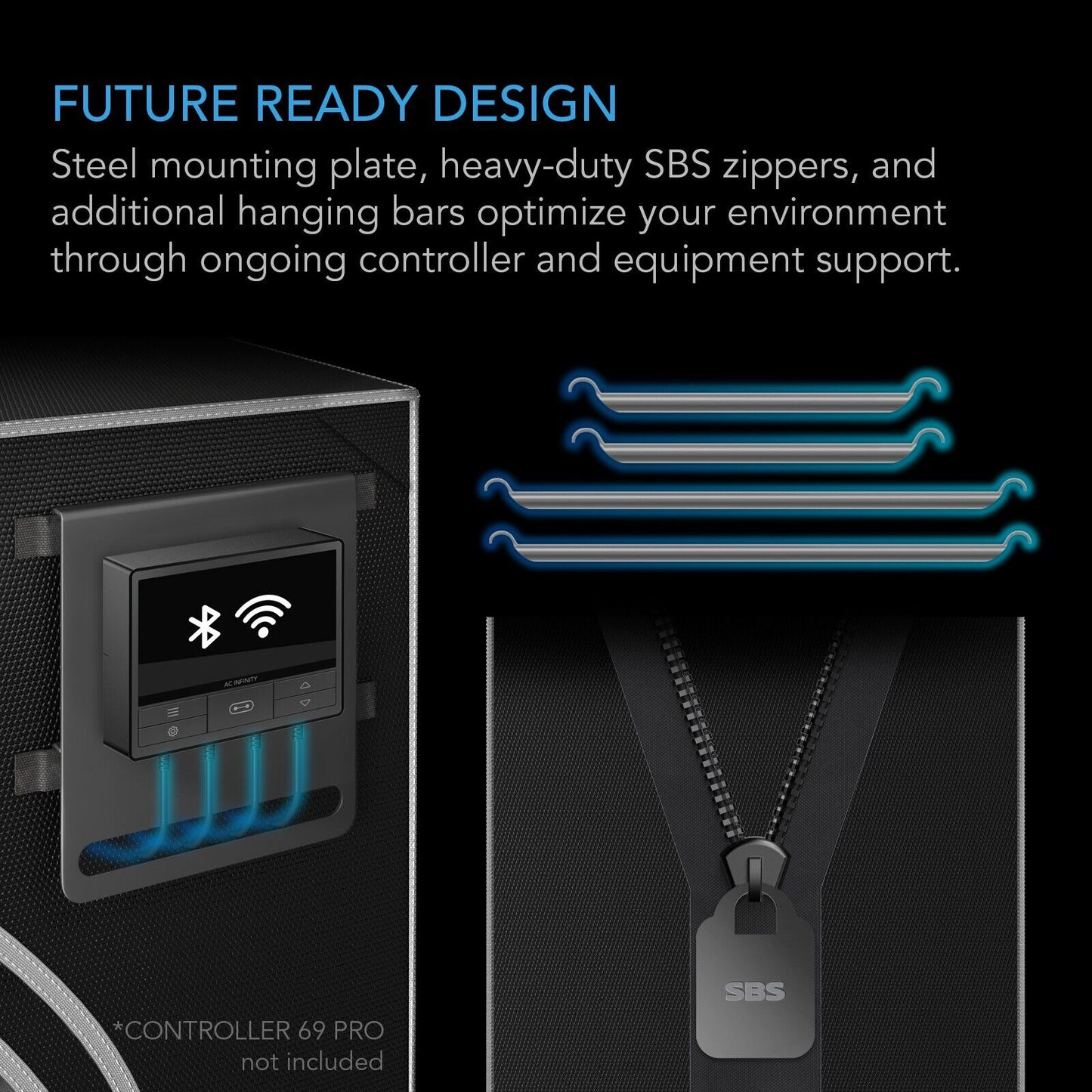 CLOUDLAB 632D 2-IN-1 | AC Infinity - Armario De Cultivo De 90cm x 60cm x 180cm 2 En 1 Para Vegetación Y Floración Simultanea