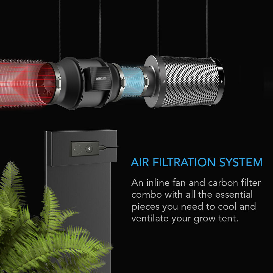 CloudLine 8 " | AC Infinity - Kit Completo De Ventilación Con Controlador, Extractor, Ducto, Ganchos Y Filtro De Carbon