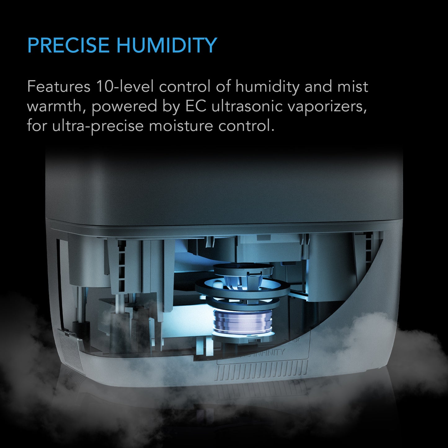 CLOUDFORGE T5, Humidificador AC INFINITY, 9 L, Controles inteligentes PRE-ORDER Vaporización fría y caliente dirigida
