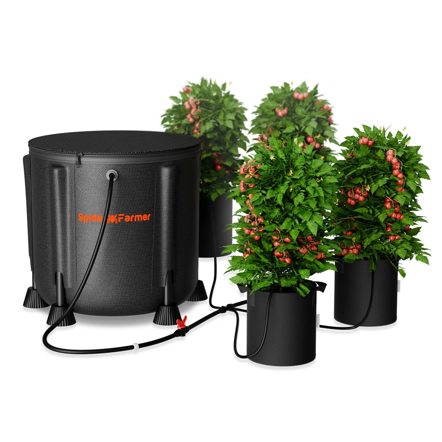 Sistema de Riego Automático por Goteo Spider Farmer – Bomba de Agua 25W con Tanque de 50L y 8 Emisores Ajustables