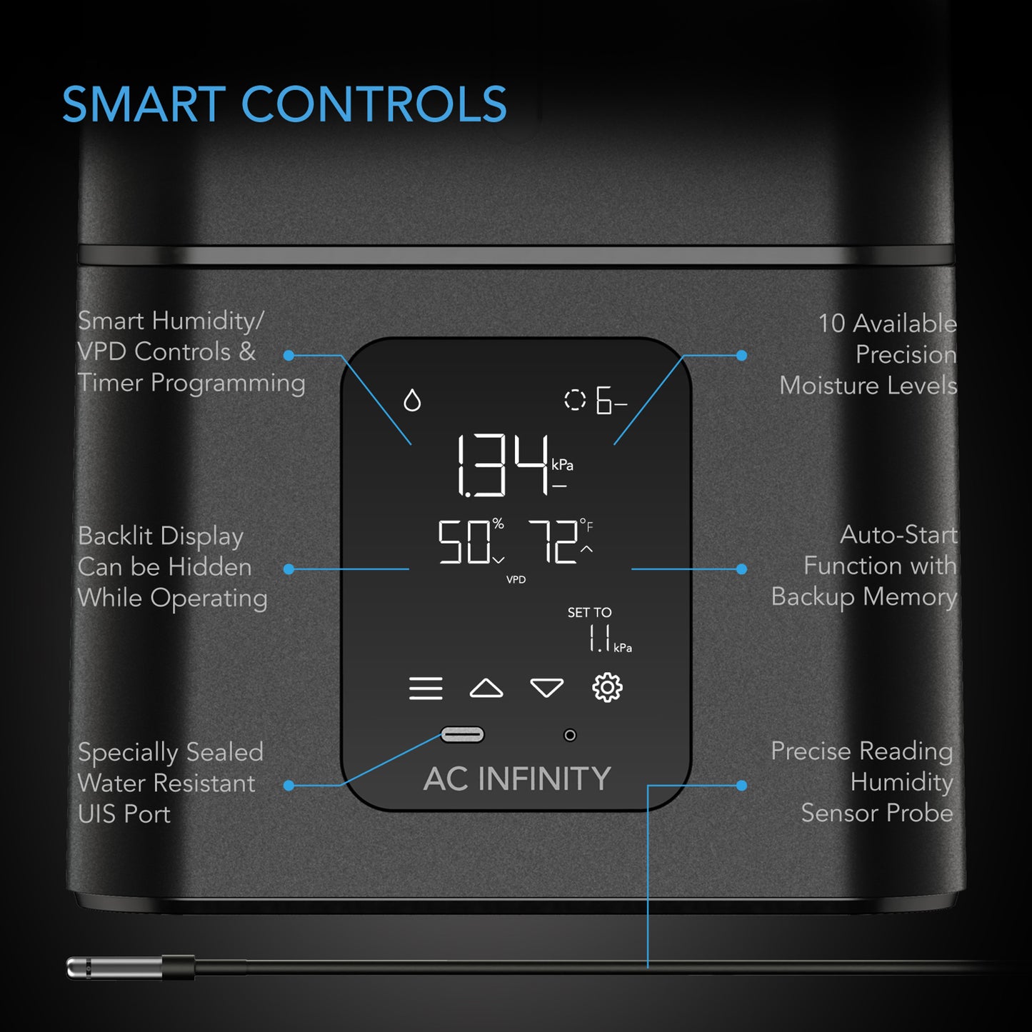 CLOUDFORGE T7, Humidificador AC INFINITY, 15 L, Controles inteligentes