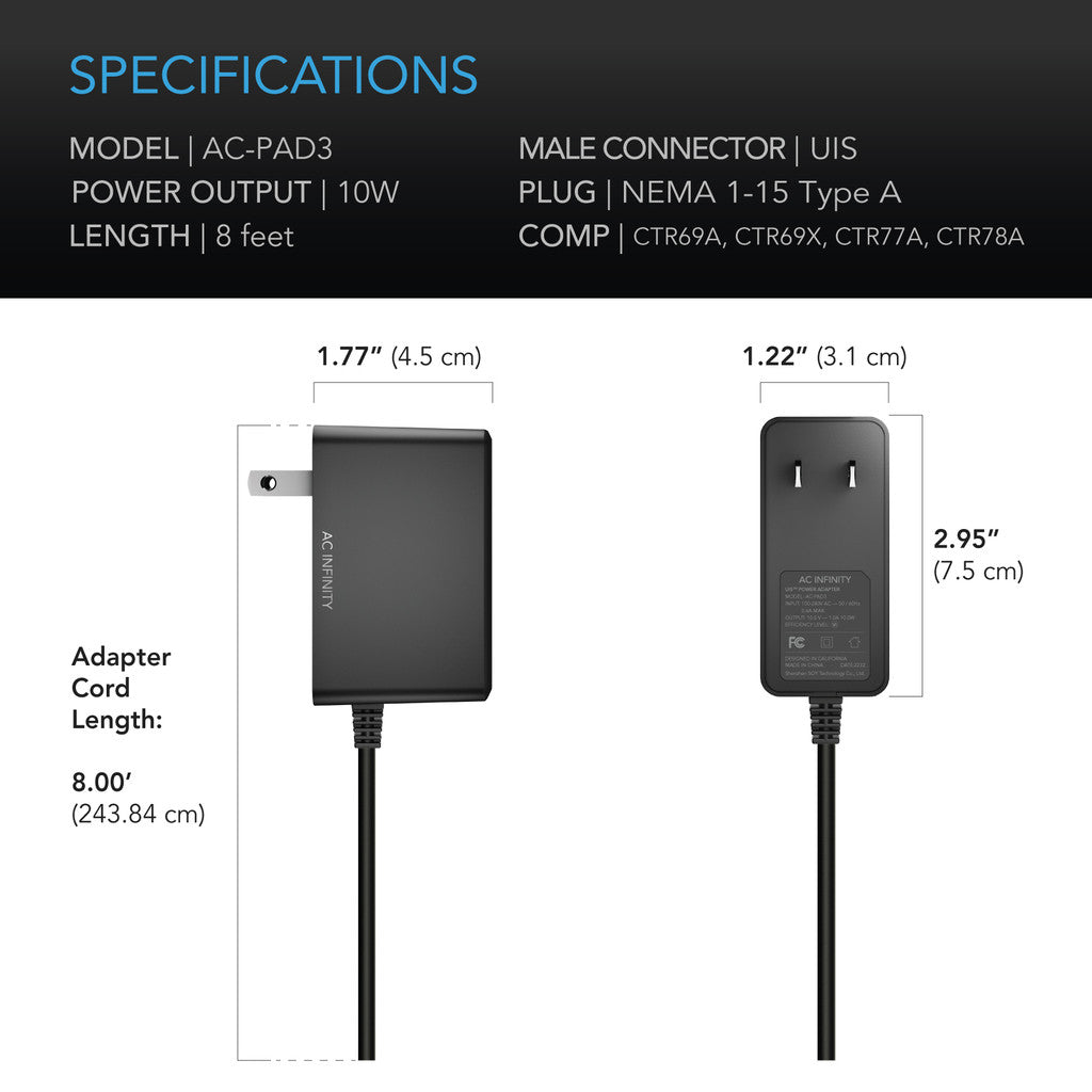 UIS Power Adapter | AC Infinity - Cargador Para Controlador UIS