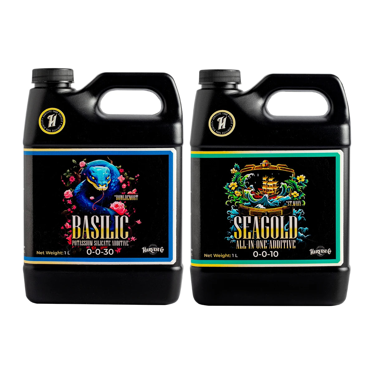 Kit De Aditivos Liquidos | HarvestCo - SeaGold y Basilic Aditivos Para Optimizar Tu Cultivo Mejora La Ingesta Y Salud De Tus Plantas