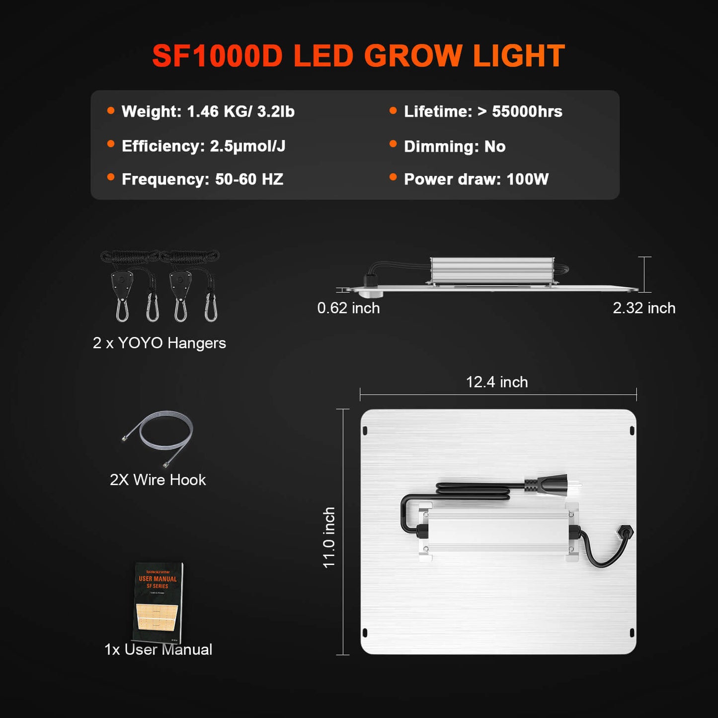 SF 1000D | Spider Farmer - Lámpara De Cultivo LED Con Espectro Completo
