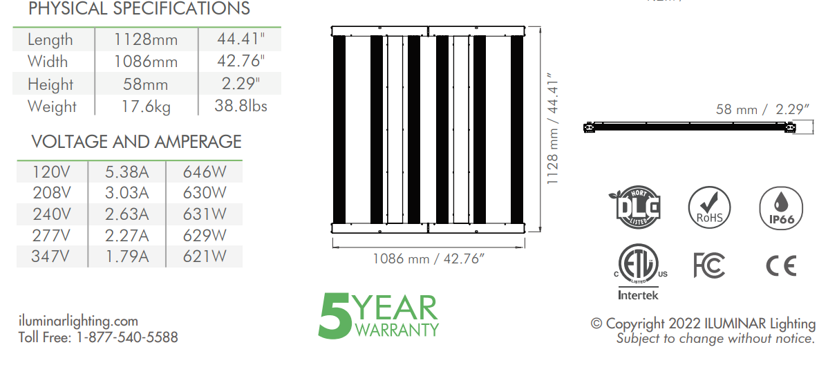 iLi6 LED 630W | ILUMINAR - Lampara LED De Cultivo Con Espectro Completo