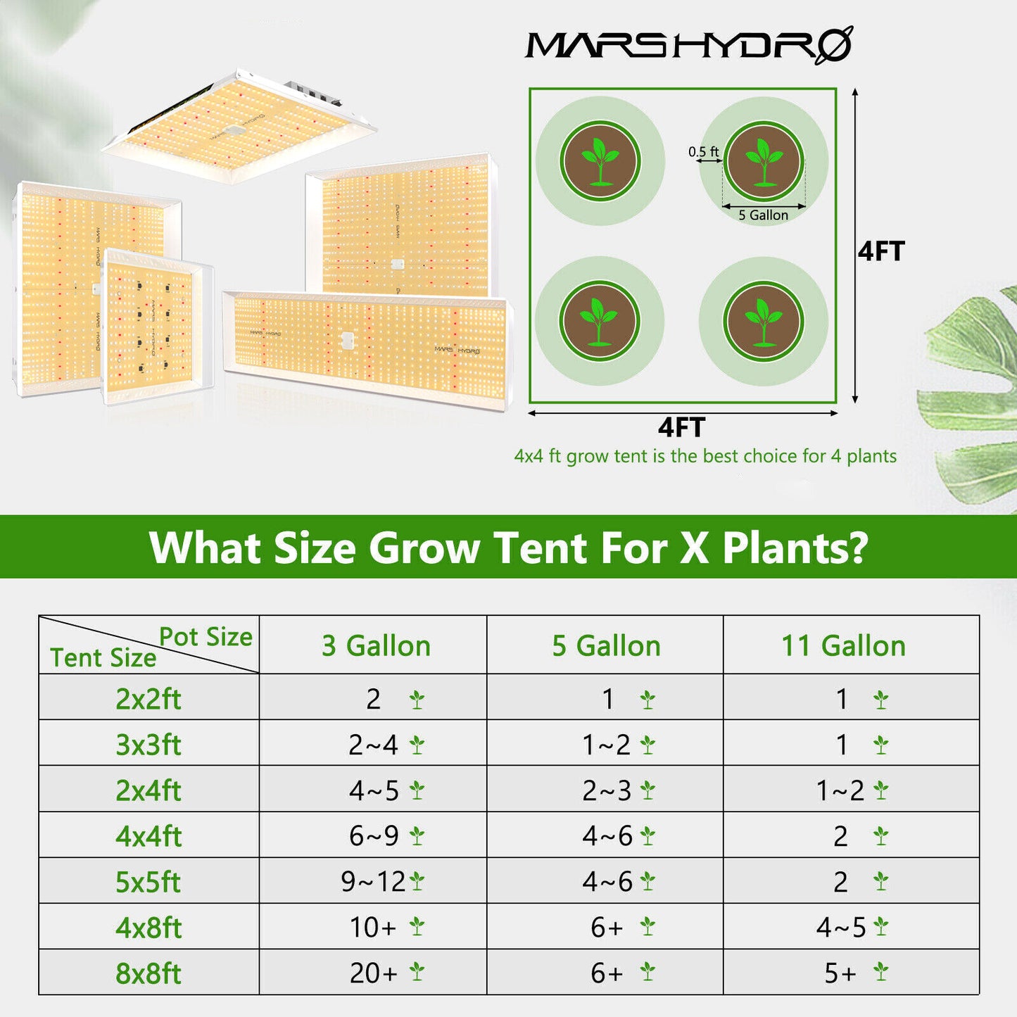 TS1000 150W | Mars Hydro lámpara LED Espectro completo autocultivo indoor