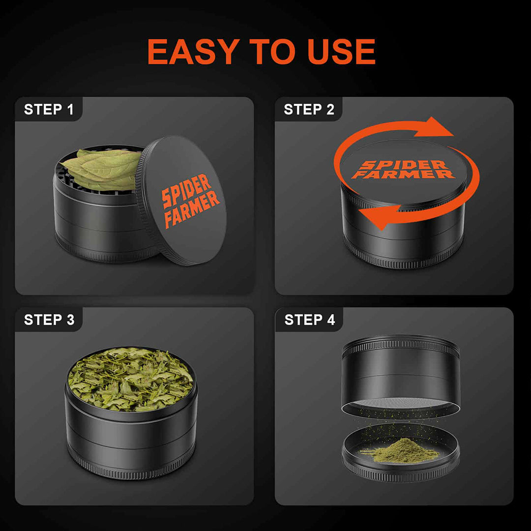 Spider Farmer | Grinder metálico 3 capas – Molinillo de hierbas y especias