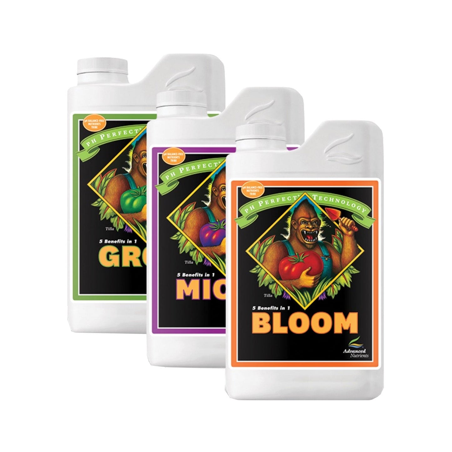 PH PERFECT TRIO: MICRO, GROW, BLOOM Nutrición Base Completa Para Vegetación Y Floración