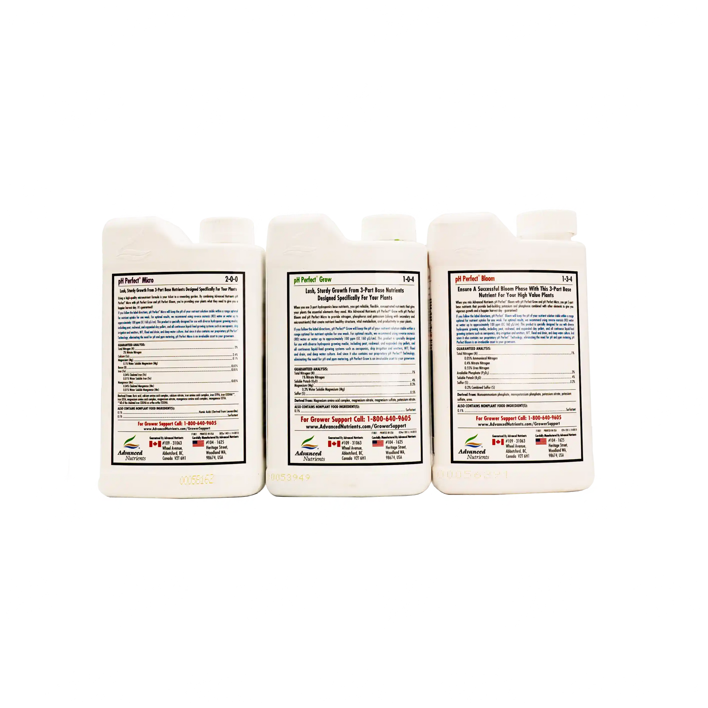 PH PERFECT TRIO: MICRO, GROW, BLOOM Nutrición Base Completa Para Vegetación Y Floración