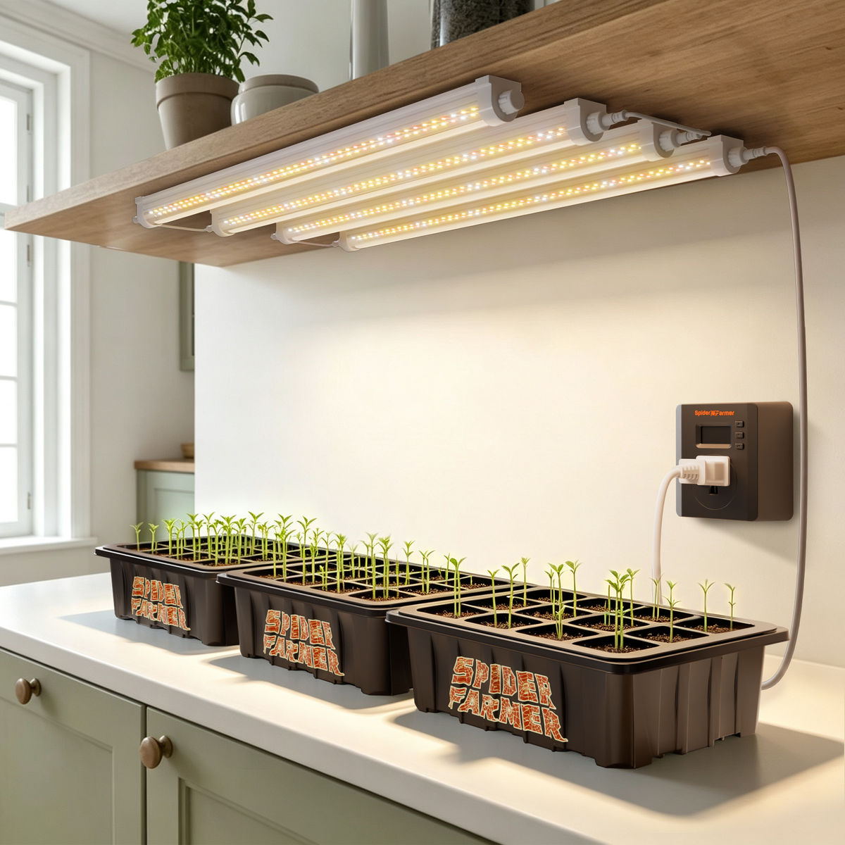 Barras de luces LED SF de espectro completo de 9 W para cultivo de plantas de interior (paquete de 4), (sin regulación de intensidad)