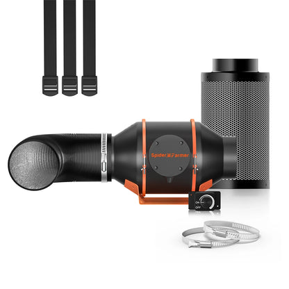 Kit De Ventilación 4" | Spider Farmer + Higrómetro Y Temporizador