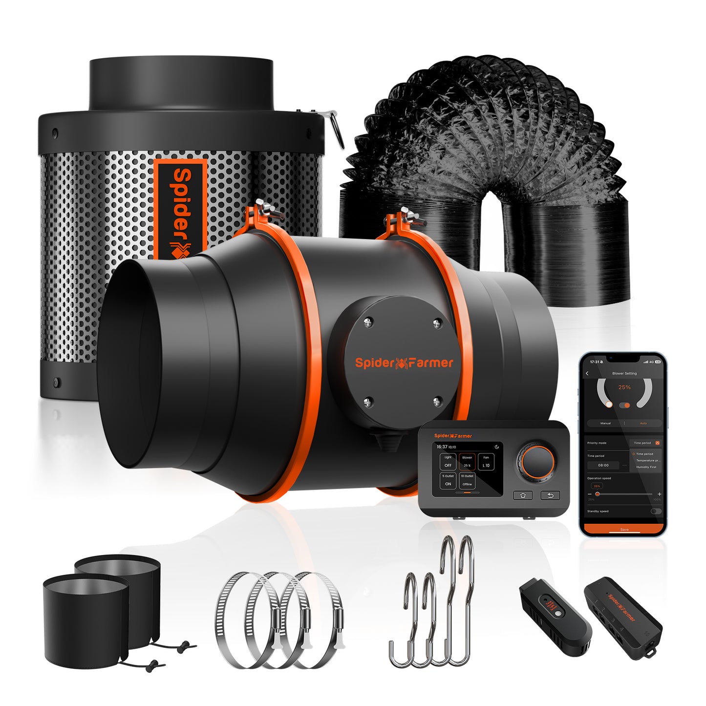 Extractor Spider Farmer 6 Pulgadas con Controlador Inteligente GGS RJ12