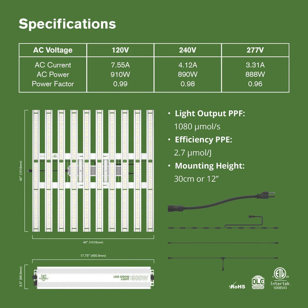 LED Grow Light 900W | FloraFlex - Lampara de barras de espectro completo de 120 V