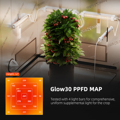 Spider Farmer Glow30 (32 W): Kit de 4 barras de iluminación LED lateral de espectro completo (13 pulgadas)