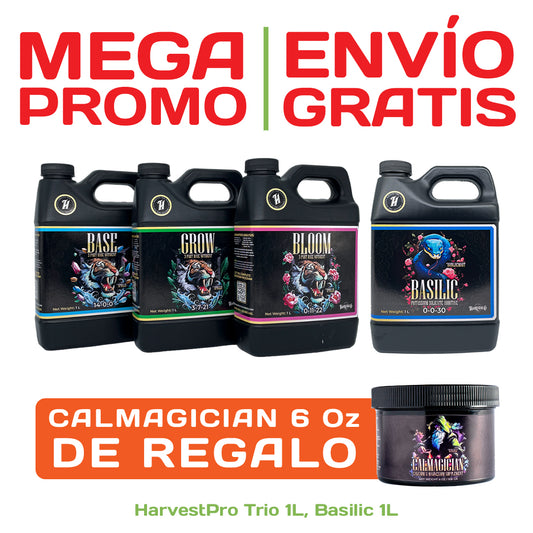 MEGA PROMO 5: HarvestPro: Base, Grow Y Bloom 1L, Basilic + Regalo y Envío Gratis