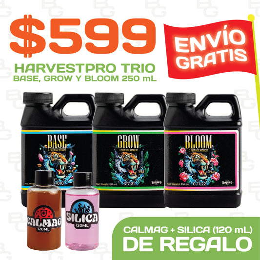 PROMO: HarvestPro: Base, Grow Y Bloom 250 mL + Silica Y CalMag De 120 mL Con Envío Gratis | HarvestCo