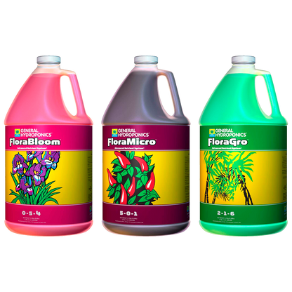 Serie Flora Trio: Micro, Grow Y Bloom | General Hydroponics - Fertilizante Base Para Vegetación Y Floración.