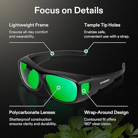 Gafas de protección para cultivo hidropónico VIVOSUN -(paquete de 2) con estuche y protección UV