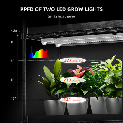 Barras de luces LED SF de espectro completo de 9 W para cultivo de plantas de interior (paquete de 4), (sin regulación de intensidad)