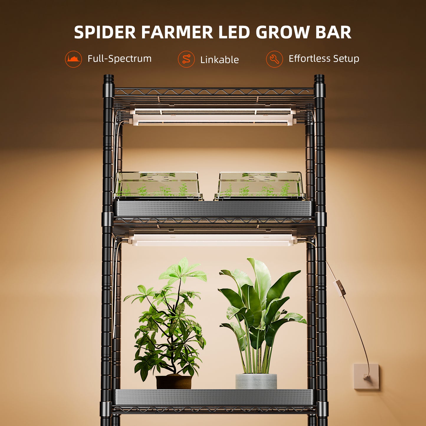 Barras de luces LED SF de espectro completo regulables de 18 W para cultivo de plantas de interior (paquete de 4) Pro (regulables)