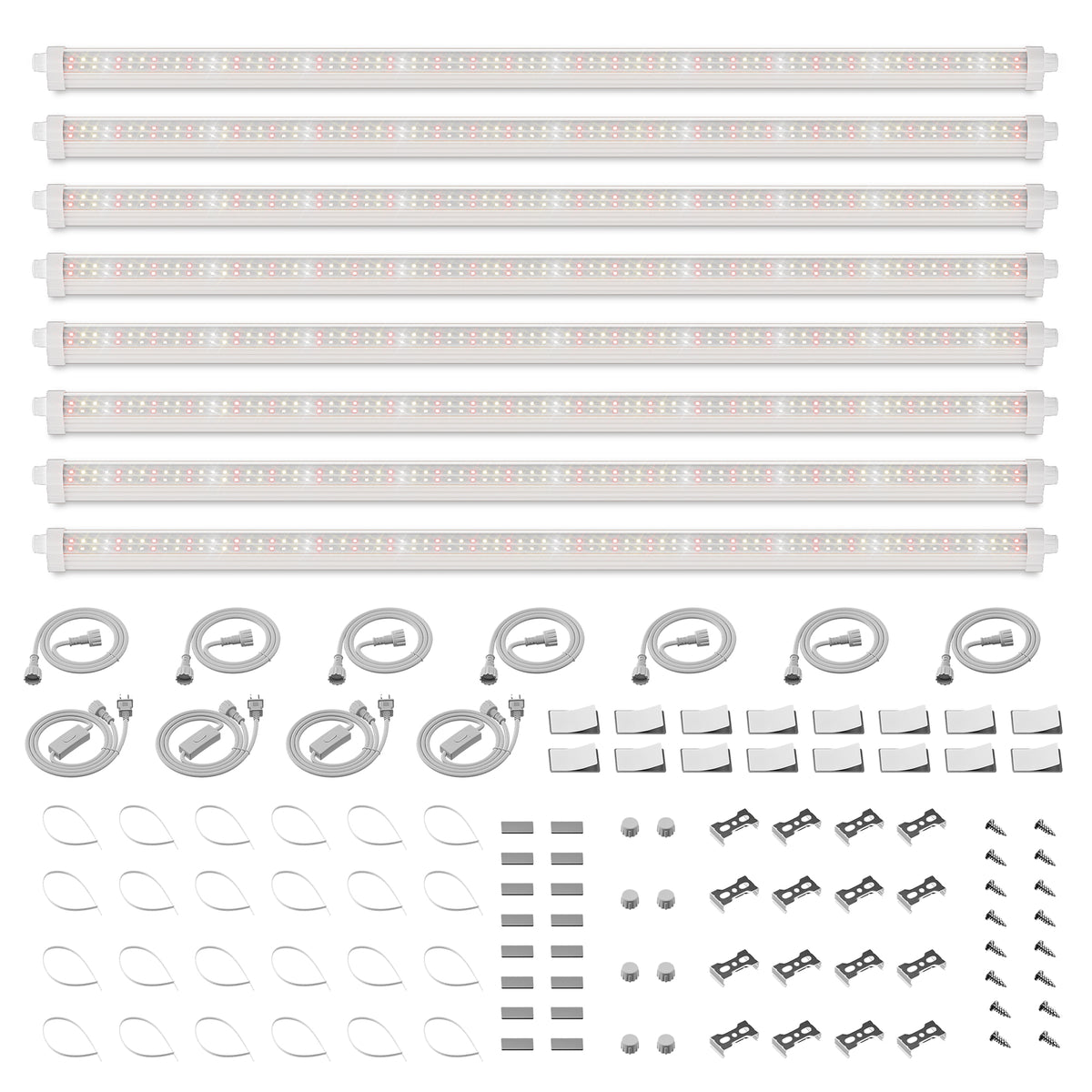 Barras de luces LED de espectro completo de 24 W para cultivo de plantas de interior (paquete de 8), (sin regulación de intensidad)