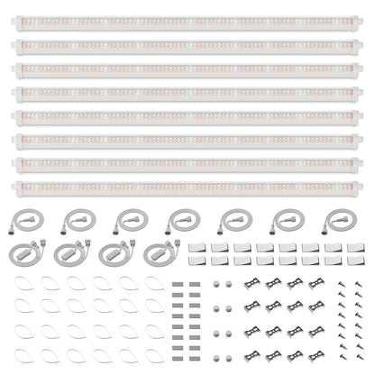 Barras de luces LED de espectro completo de 24 W para cultivo de plantas de interior (paquete de 8), (sin regulación de intensidad)