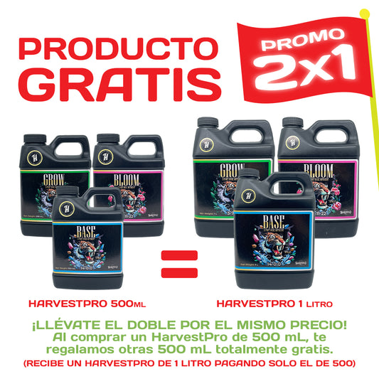 HarvestPro 2x1 | Llévate 1 L de Base, Grow o Bloom por el precio de 500 ml - solo agosto