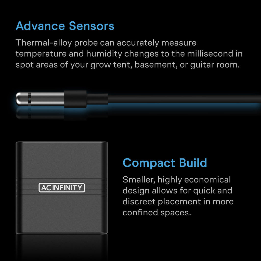 Mini Smart Termo-Hygrometer A1 | AC Infinity - Termohigrómetro inteligente con sensor de 12'
