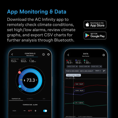 Smart Termo-Hygrometer B1 | AC Infinity - Termohigrómetro inteligente con sensor de 12'