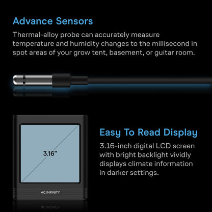 Smart Termo-Hygrometer B1 | AC Infinity - Termohigrómetro inteligente con sensor de 12'