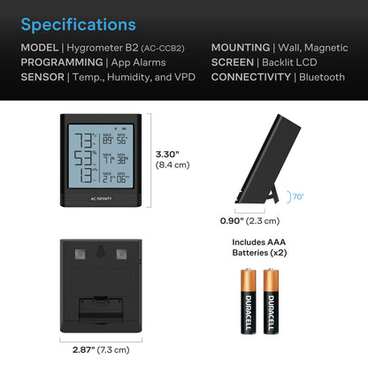Smart Termo-Hygrometer B2 | AC Infinity - Termohigrómetro inteligente con sensor integrado