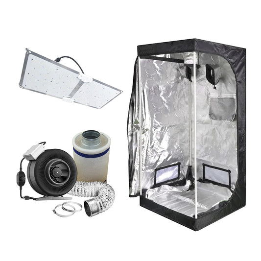 KIT DE CULTIVO: PRINCIPIANTE | Armario de Cultivo 83cmx83cm + Lámpara 200w + Sistema de Ventilación 4"
