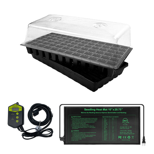 Kit Completo De Propagación Y Clonación | Sinowell - 5 Piezas: Charola Plana, Charola De 72 Celdas, Domo, Heat Mat Y Regulador