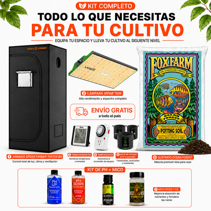 Kit de Cultivo Indoor Spider Farmer 70x70x160 + VIPAR 70W + Ocean Forest
