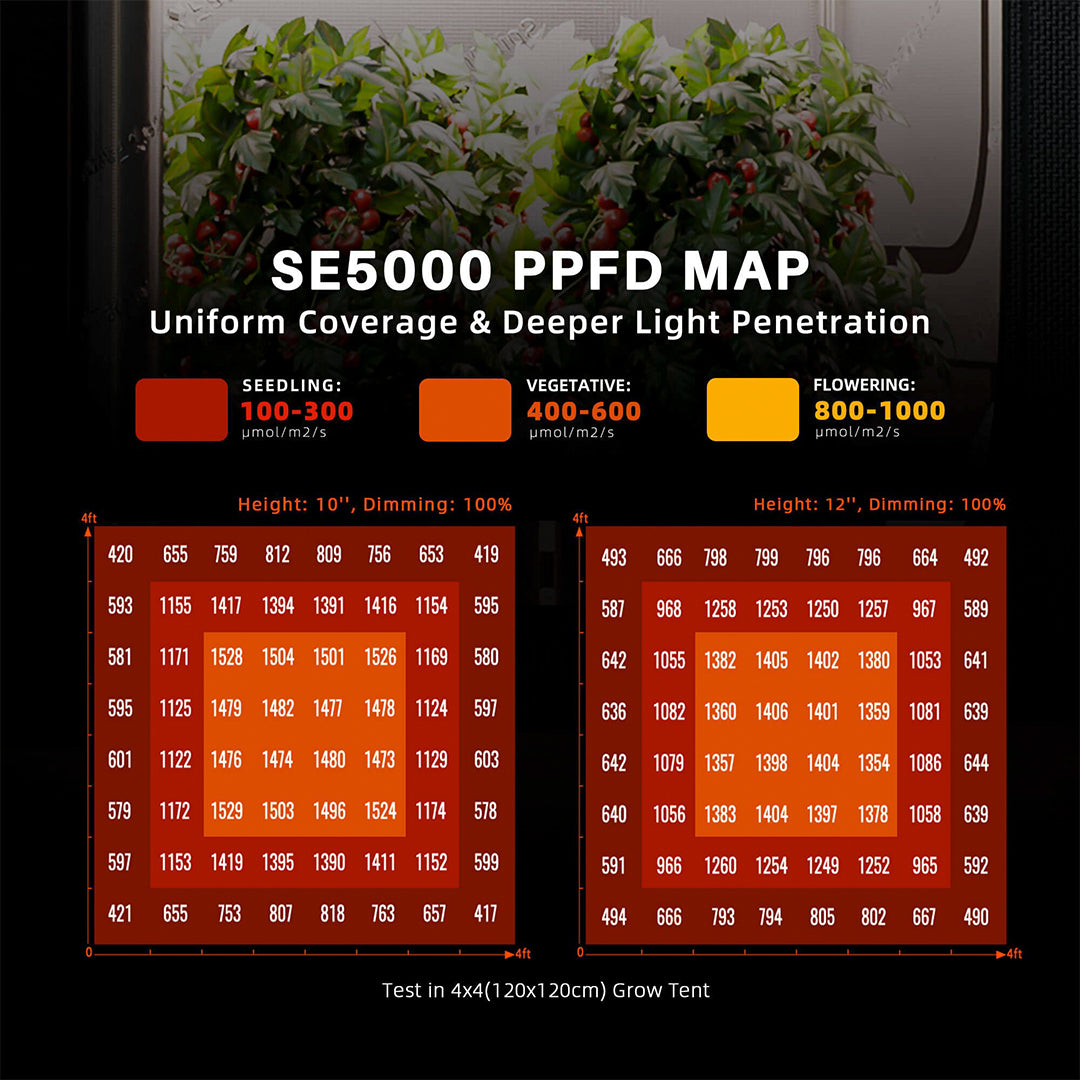 Spider Farmer | SE5000 LED Grow Light - 480w regulable ciclo completo