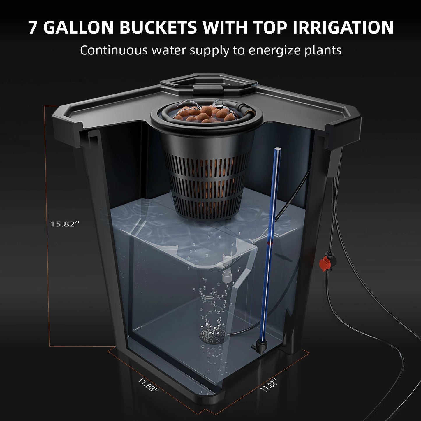 Sistema Hidropónico DWC Spider Farmer con Multirriego – Kit de 4 Cubetas de 7 Galones con Bomba de Aire de 15W