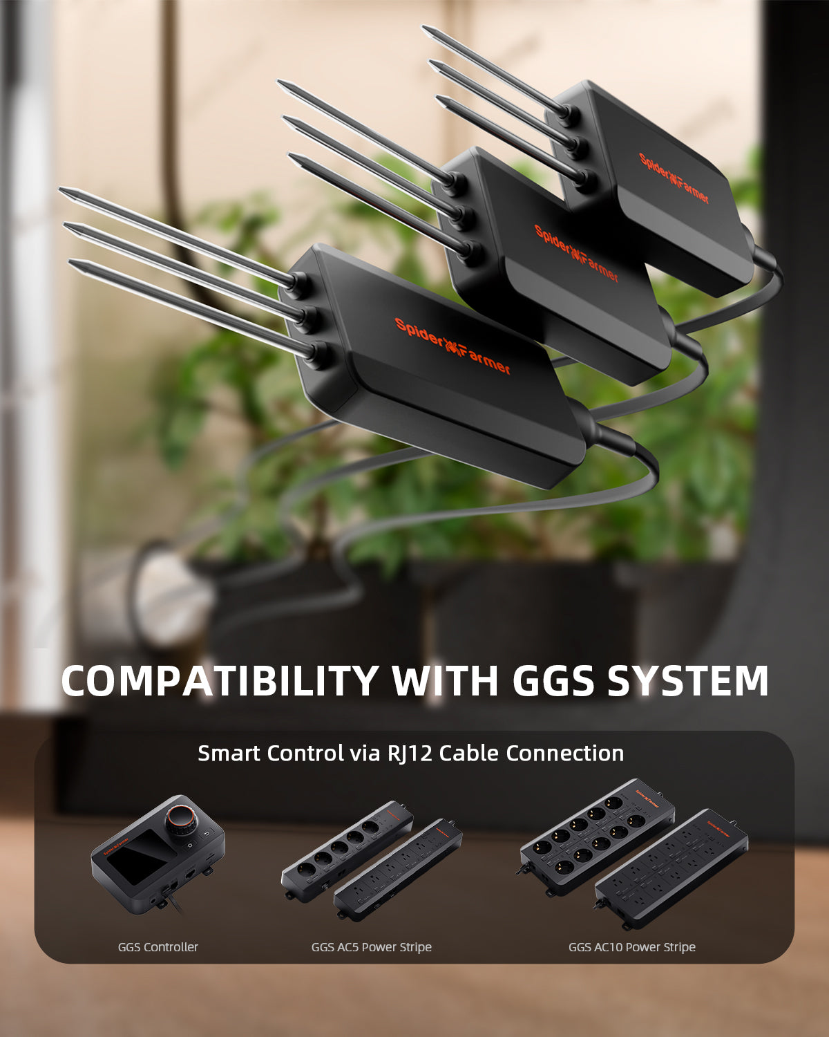Soil Sensor GGS Pro | Spider Farmer - Sensor De Suelo 3 En 1 Temperatura, Humedad y EC