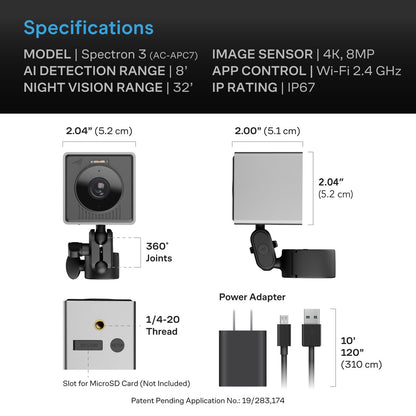 Cámara Inteligente 4K SPECTRON 3 AC Infinity con IA para Monitoreo de Cultivos
