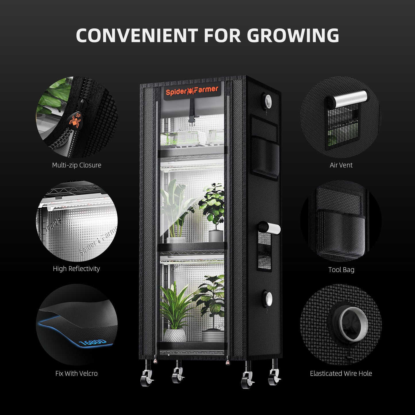 Soporte para plantas Spider Farmer de 4 niveles con luces de cultivo de 54 W