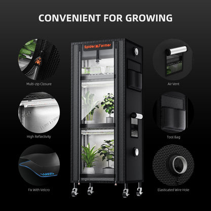Soporte para plantas Spider Farmer de 4 niveles con luces de cultivo de 54 W