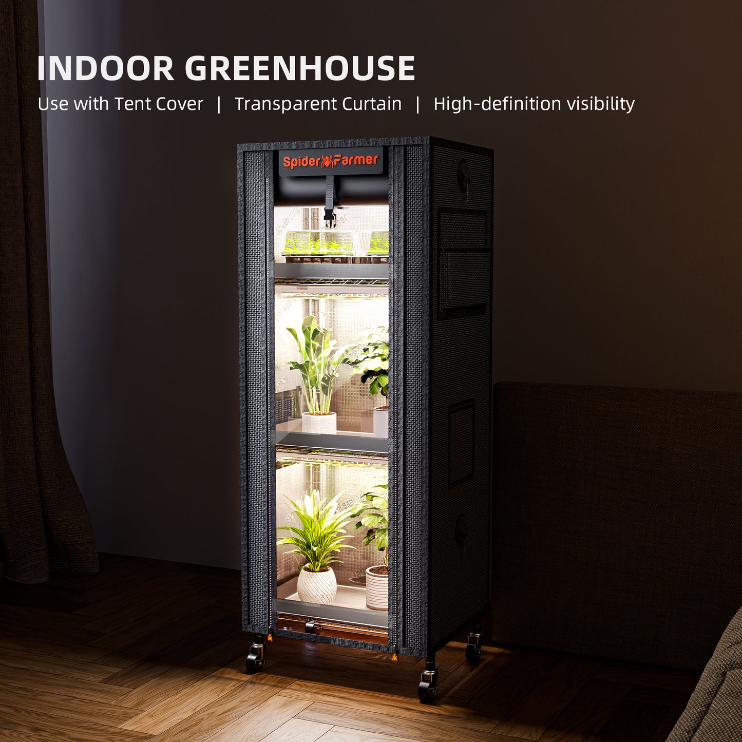 Soporte para plantas Spider Farmer de 4 niveles con luces de cultivo de 54 W