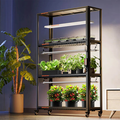 Spider Farmer | SF600 GrowShelves – Estantería metálica con luces LED y bandejas de cultivo