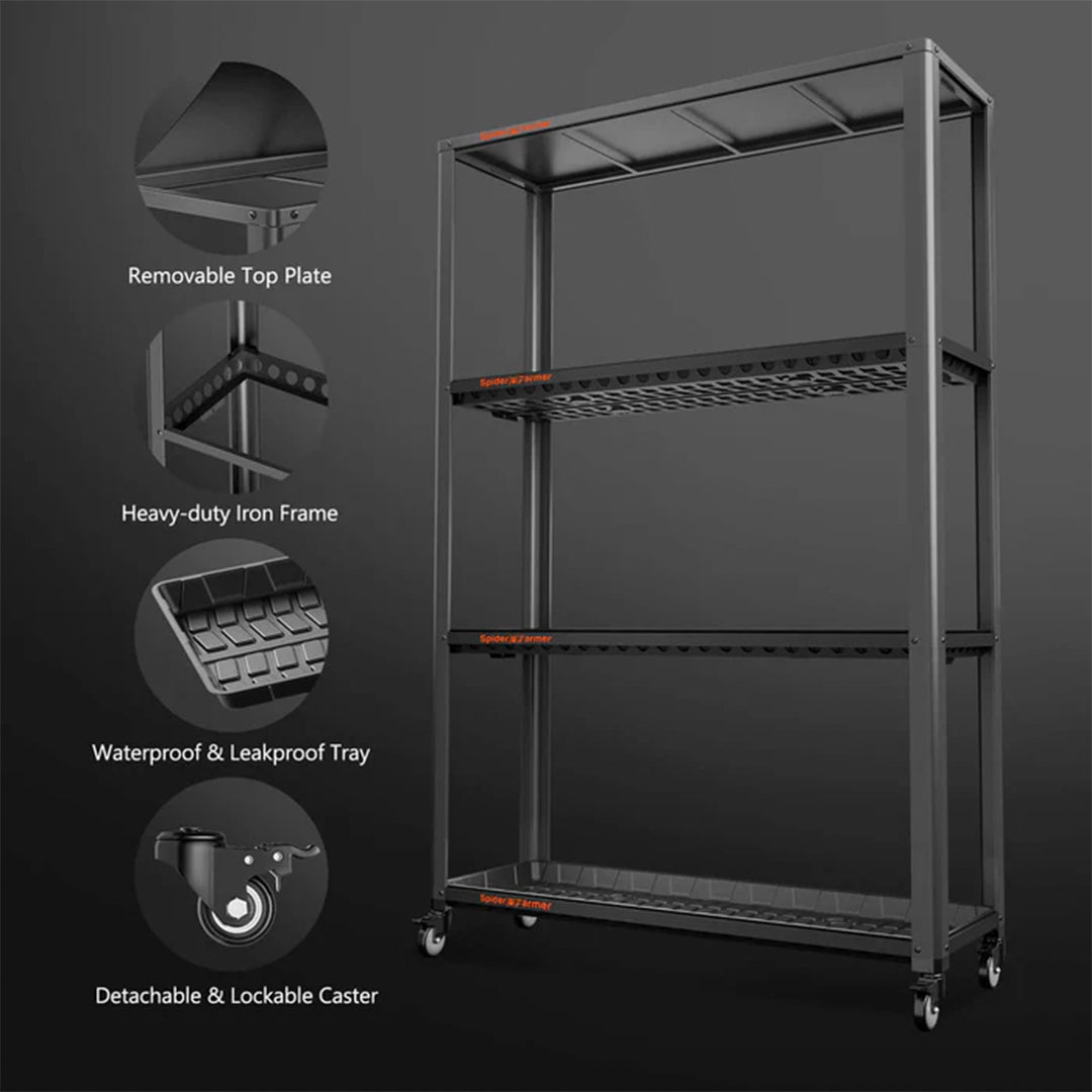 Spider Farmer | SF600 GrowShelves – Estantería metálica con luces LED y bandejas de cultivo