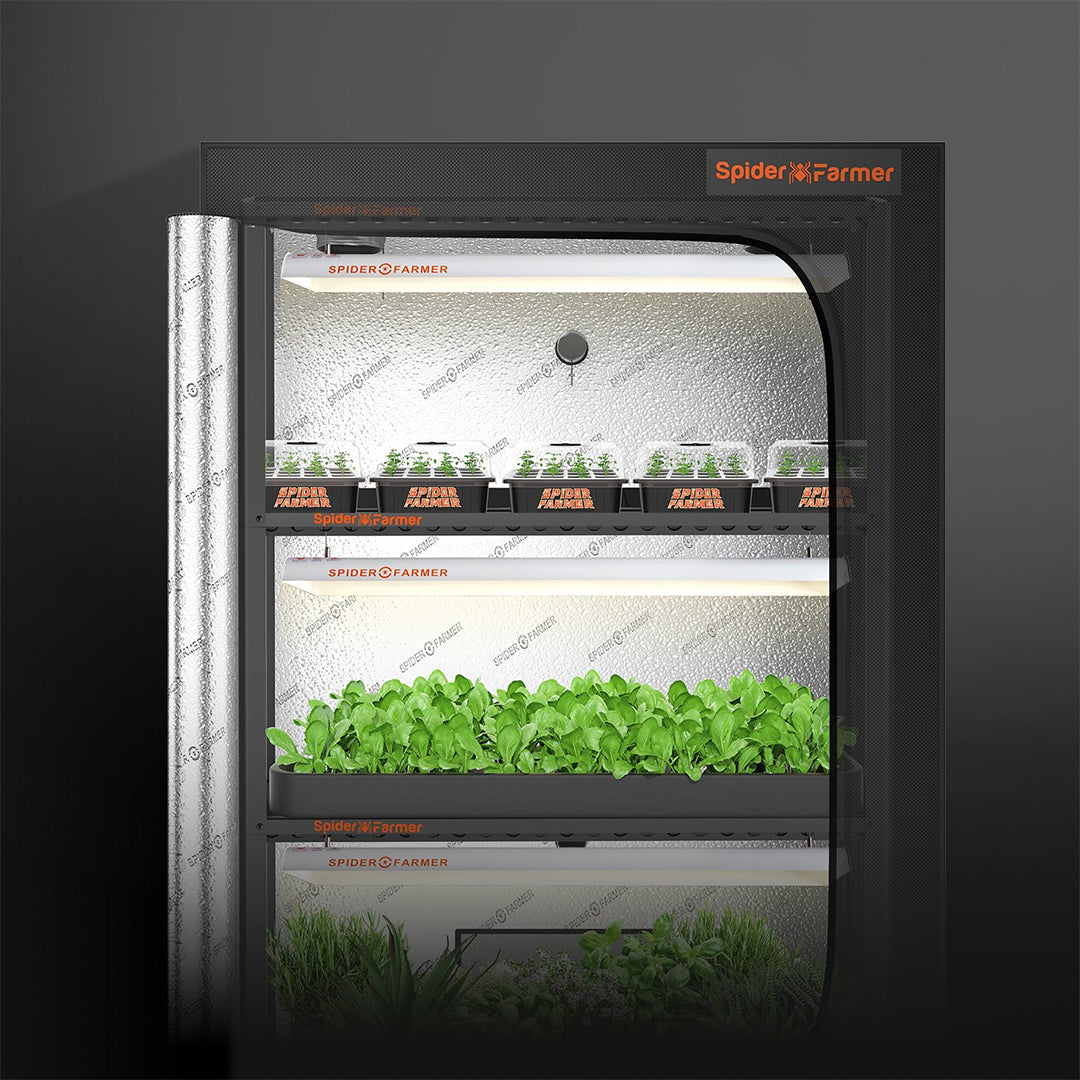 Spider Farmer | SF600 GrowShelves – Estantería metálica con luces LED y bandejas de cultivo