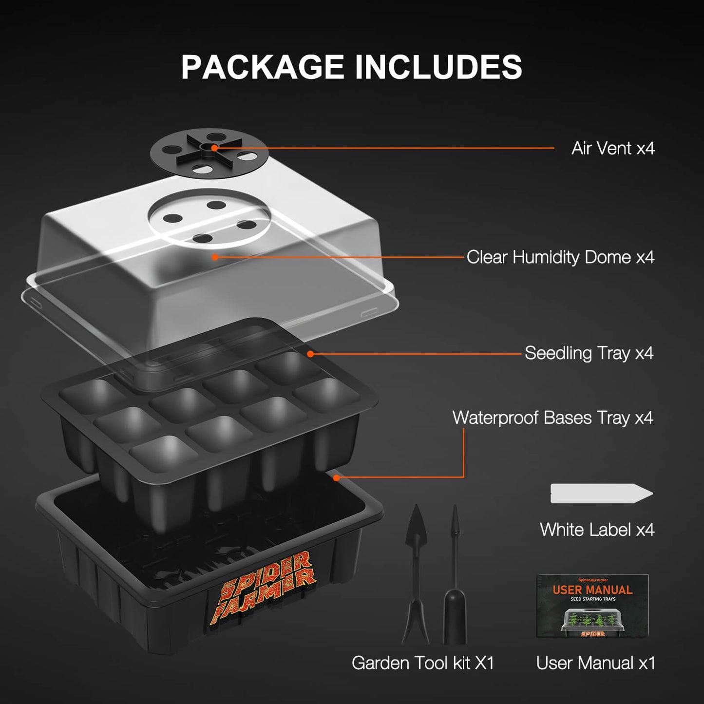 Spider Farmer | Seed Starting Trays - Bandejas de germinación reutilizables para cultivo indoor