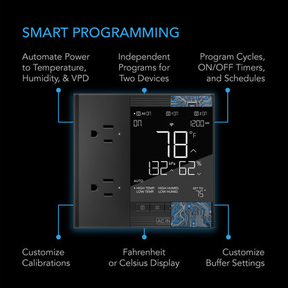 CONTROLLER 75 | AC Infinity - Controlador Inteligente Con Conectores Y Sensor VPD