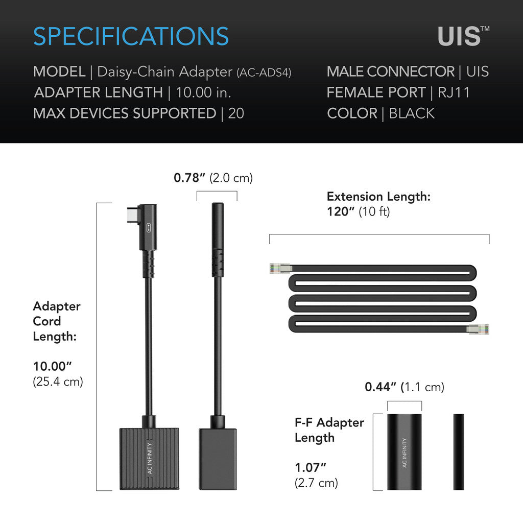 UIS Lighting Daisy-Chain Adapter | AC Infinity - Adaptador Para Lamparas De Cultivo
