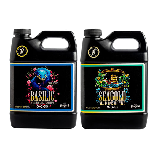 Kit De Aditivos Liquidos | HarvestCo - SeaGold y Basilic Aditivos Para Optimizar Tu Cultivo Mejora La Ingesta Y Salud De Tus Plantas