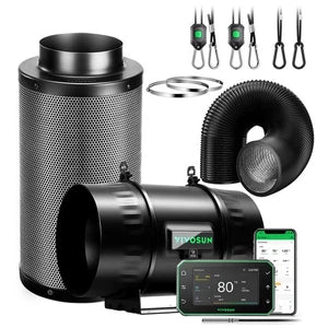 VIVOSUN Kit Extracción T LINE 4/6/8 pulgadas  Inteligente – Inline Fan